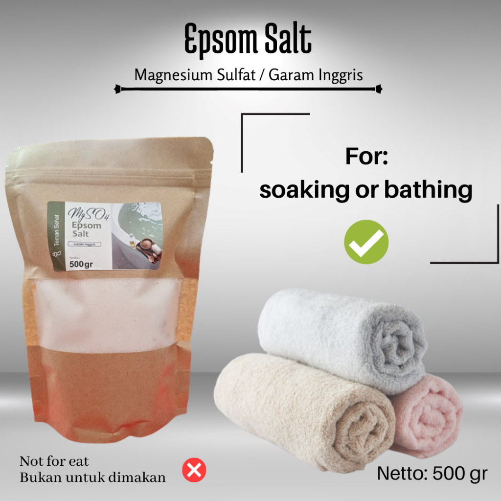 500 gr Epsom salt / garam epsom / garam mandi / garam inggris / bath salt / garam spa