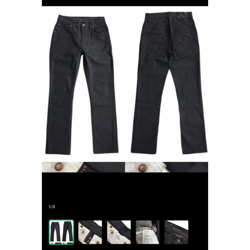 nudie jeans black coated