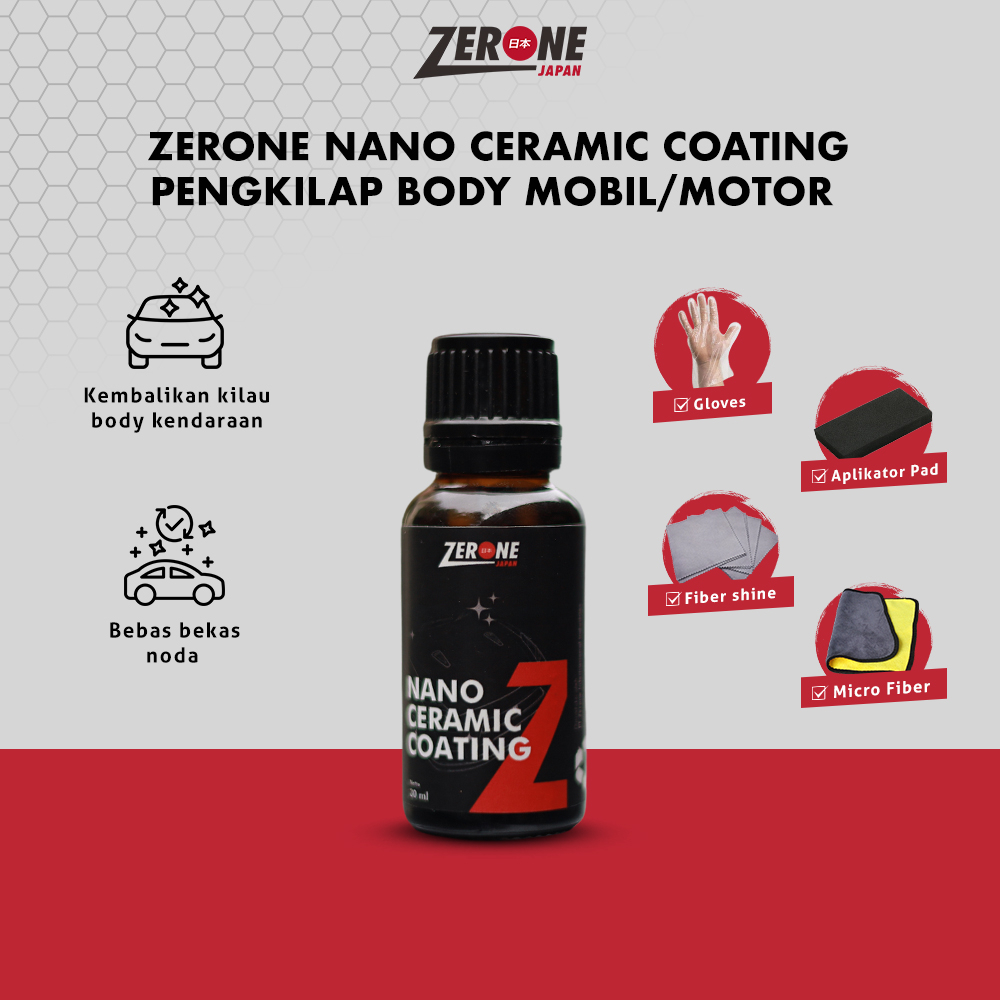 NEW Zerone Nano Ceramic Coating Pengkilap Body Mobil Motor Efek Daun Talas [terbaik][terlaris]