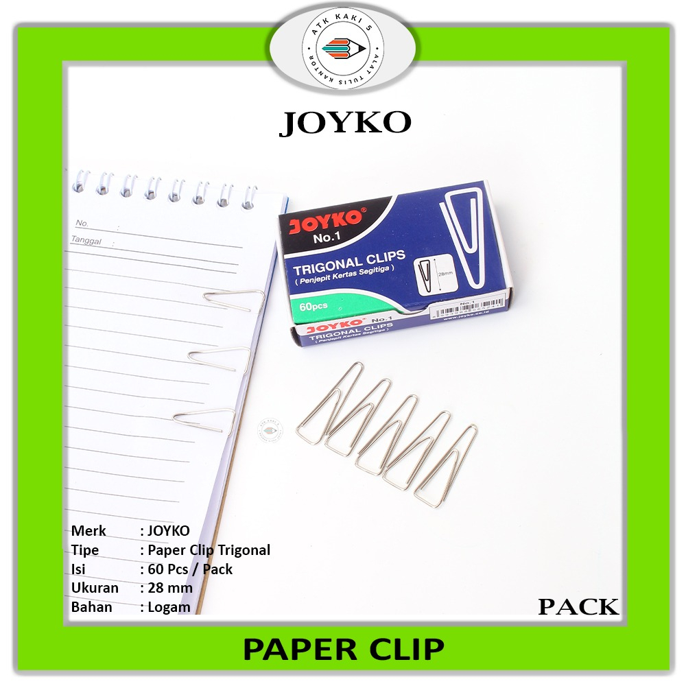 

JOYKO - Klip Kertas No.1 Trigonal Trigonal Paper Clip - PACK