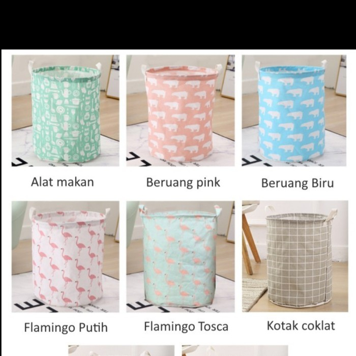 Keranjang Laundry Hamper Tempat Baju Kotor Motif