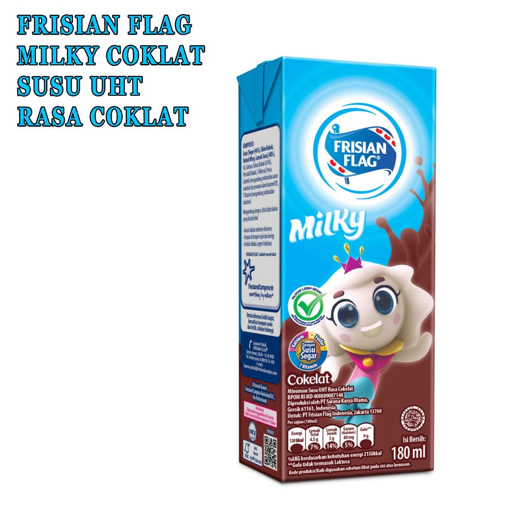 Milky* Frisian Flag* Susu Coklat* 180ml