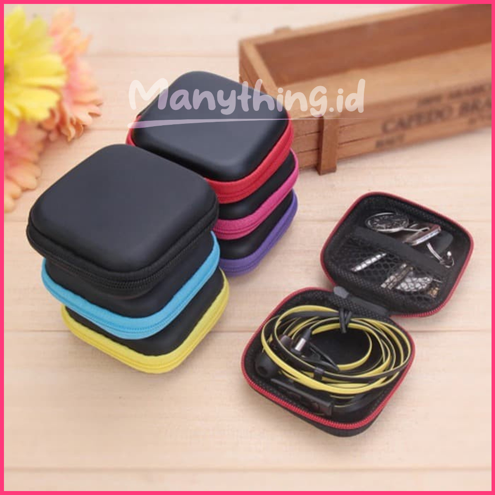 (MANYTHING) Travel Pouch Dompet Persegi Case Organizer Tempat Headset Koin Kunci Kotak Penyimpanan Charger Mini