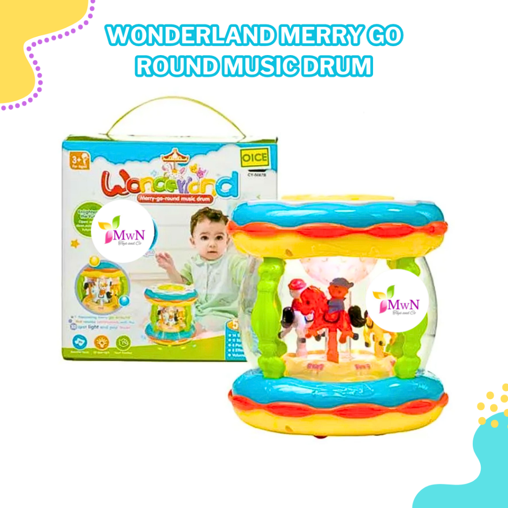 MWN WONDERLAND MERRY GO ROUND MUSIC DRUM MAINAN BAYI