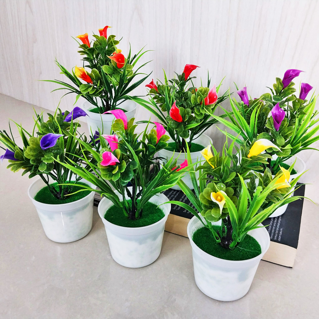 Bunga Tulip Hias Bunga Hias Plastik Mini Dekorasi Rumah Artificial Flowers Pot Tanaman Bunga Hias Palsu PBP19