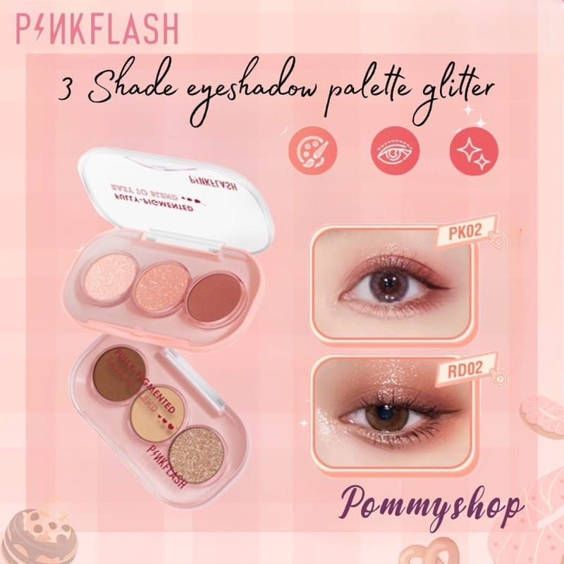 Pinkflash 3 Shades Eyeshadow Palette Glitter Hight Pigment