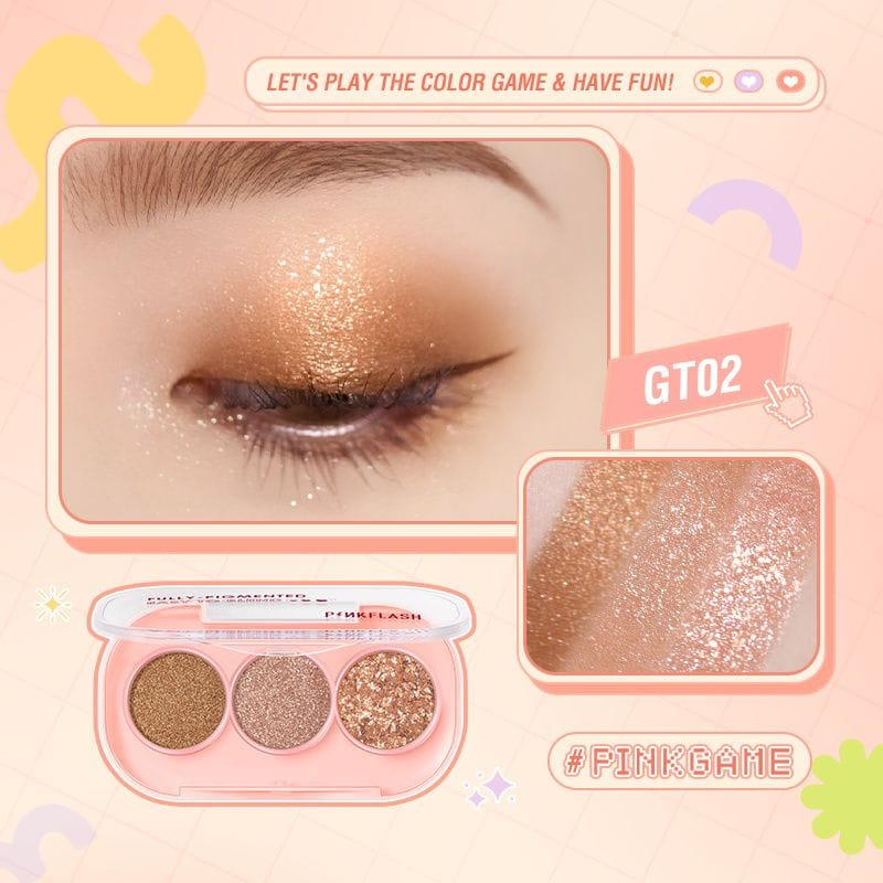 Pinkflash 3 Shades Eyeshadow Palette Glitter Hight Pigment