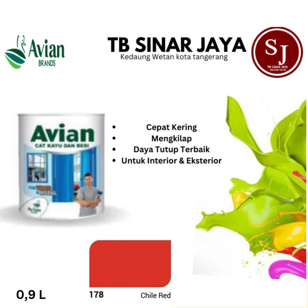 Cat Kayu dan Besi AVIAN 1KG / Cat Minyak Sintetis - 178 Chile Red