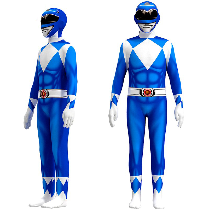 Anak -anak Perkasa Morphin Power Rangers Kostum Cosplay Gaun Pesta Mewah Superhero Jumpsuit