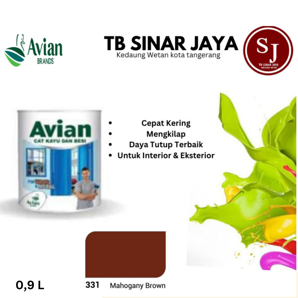 Cat Kayu Dan Besi Avian 1kg / Cat Minyak Sintetis - 331 Mahogany Brown