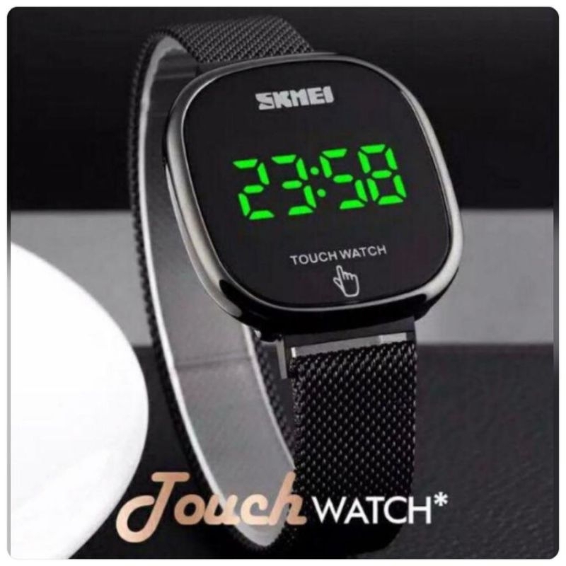 BEST SELLER  1589 Jam Tangan Wanita Original Touch Watch Led Tali Rantai Magnet