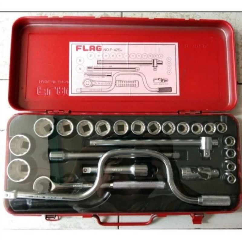 Kunci Sock Set 1/2" 6PT 25pcs FLAG Kunci Socket Set