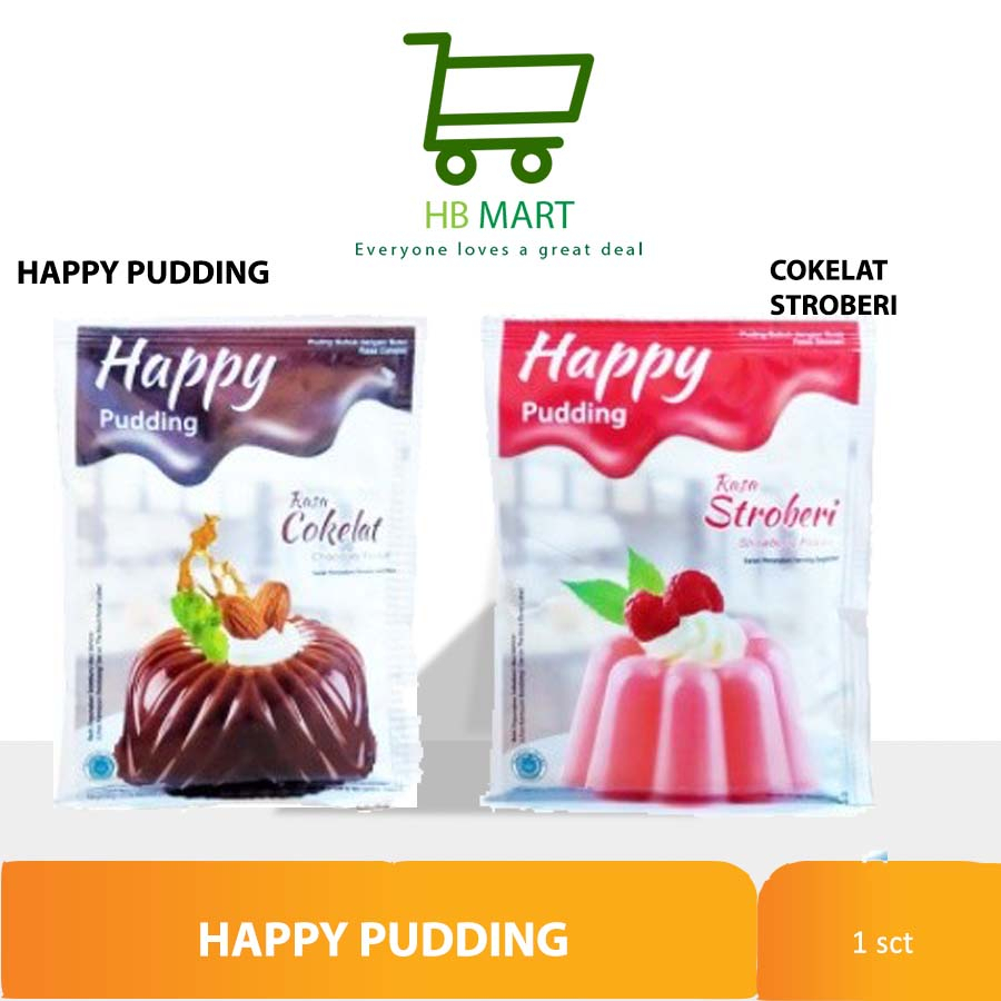 

HAPPY PUDING COKLAT STROBERI 60 GRAM PUDDING DESSERT ECERAN SACHET
