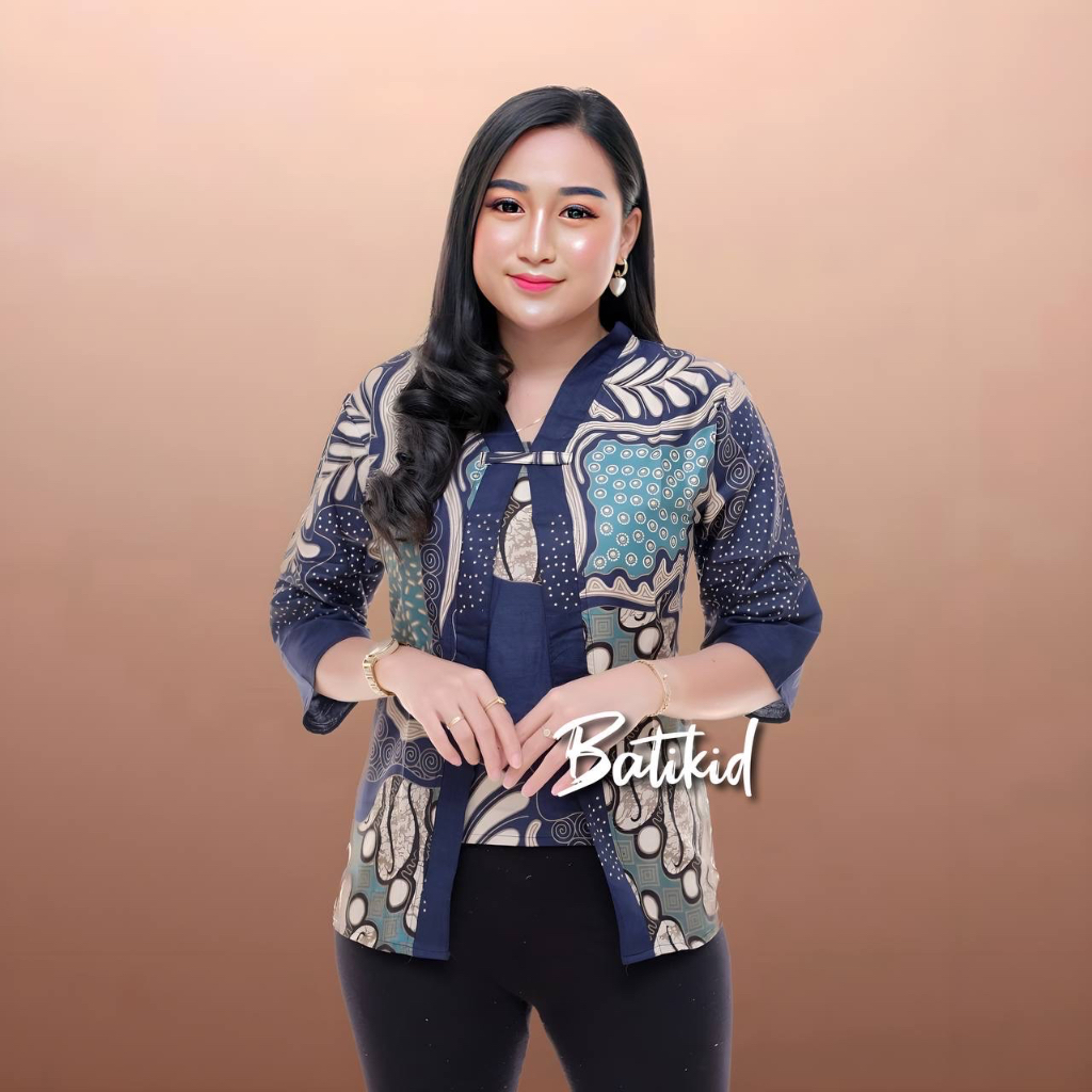 Batikid - Atasan Batik Wanita - Blouse Bolero Kekinian - Bianca Navy