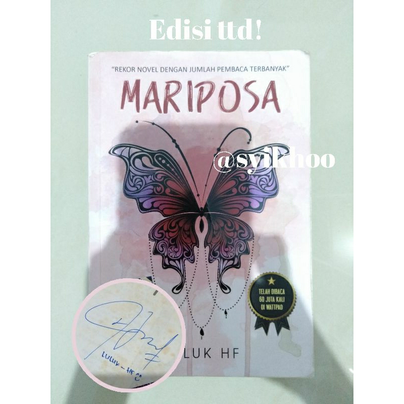 Preloved Novel Mariposa Luluk HF ttd cetakan pertama Coconut Books novel wattpad romantis romansa ro