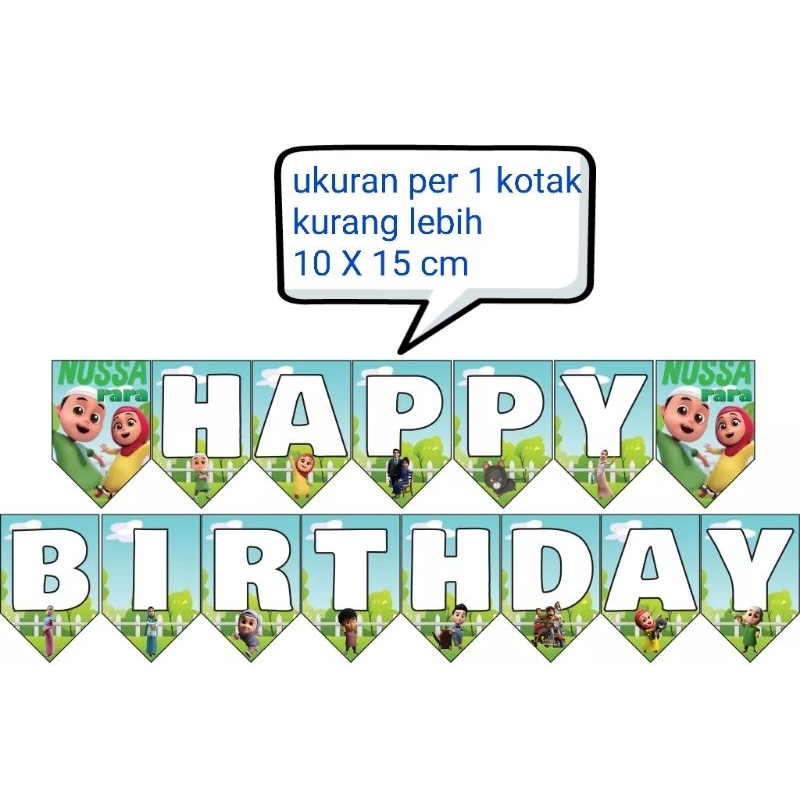 banner bunting garland flag happy birthday ulang tahun karakter nusa nussa rara