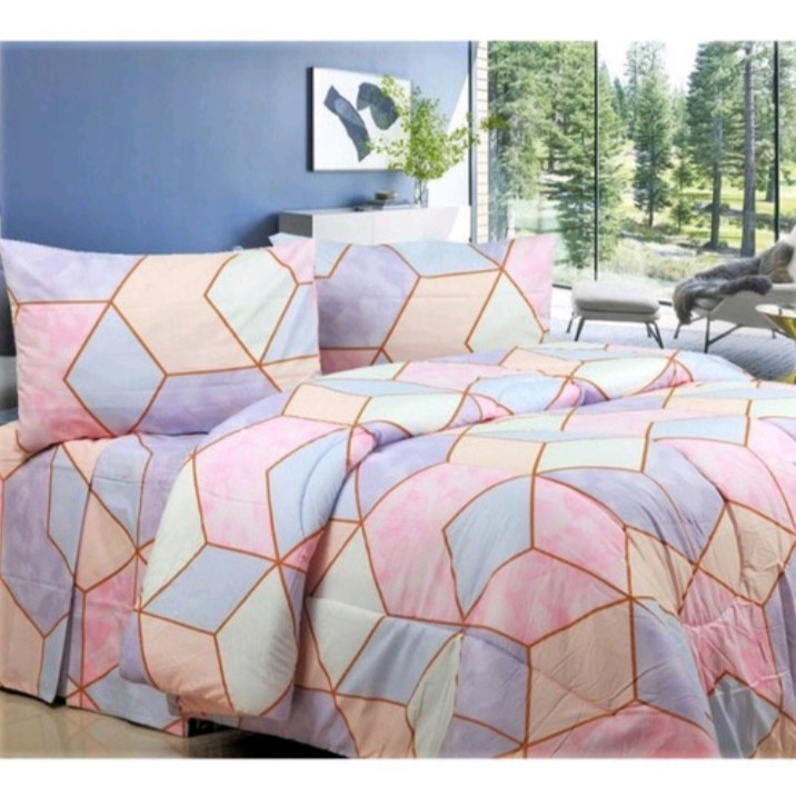 Bedcover Marble Pink set sprei ukuran 120x200