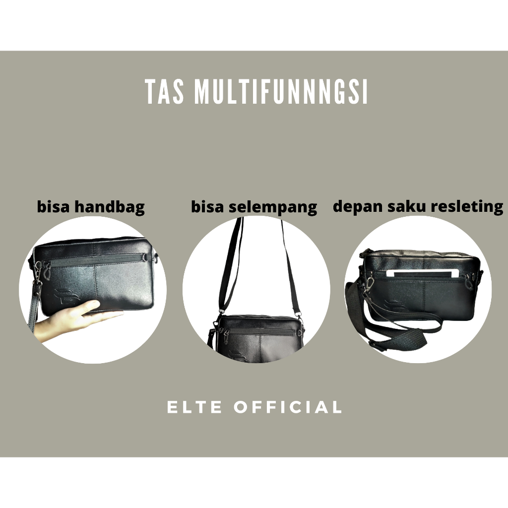 Handbag kulit sintetis/pria wanita/tas tangan/multifungsi selempang elte official shop