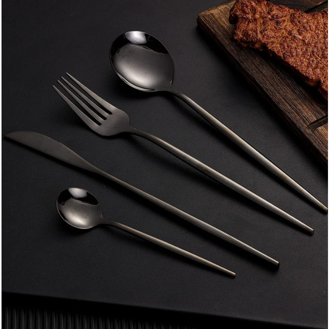 Set Alat Makan Sendok Garpu Pisau Cutlery Western Style 24 PCS Peralatan Makan Desain Minimalis Nyaman Digunakan