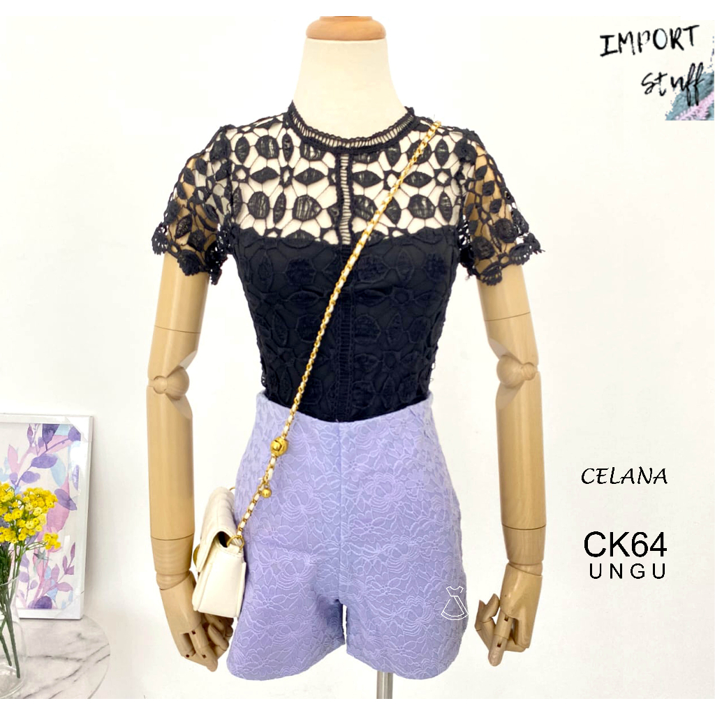 CK64 - CELANA PENDEK SHORT LACE WANITA CELANA IMPORT MURAH