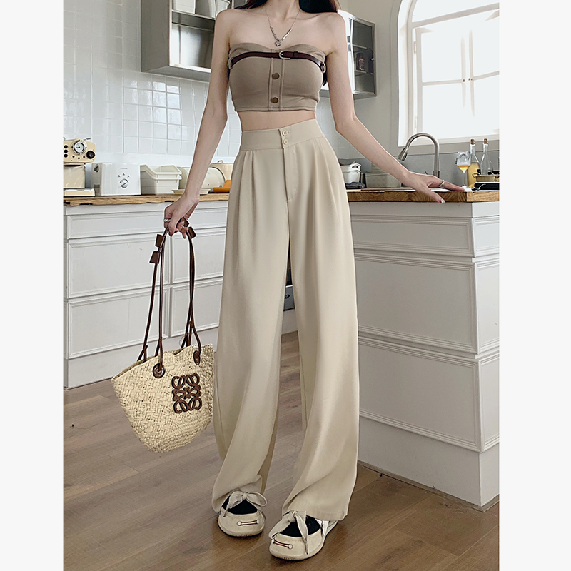 Korean style celana wanita terbaru  loose Retro causual celana hitam  panjang kulot pants