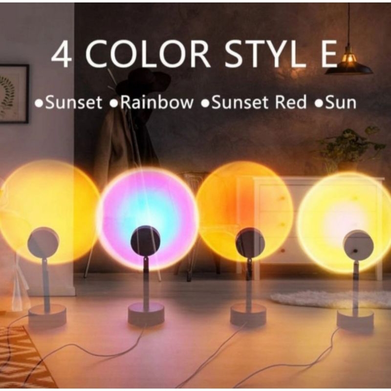 Lampu Tidur Proyektor Sunset Pelangi Matahari Night Lampu Hias