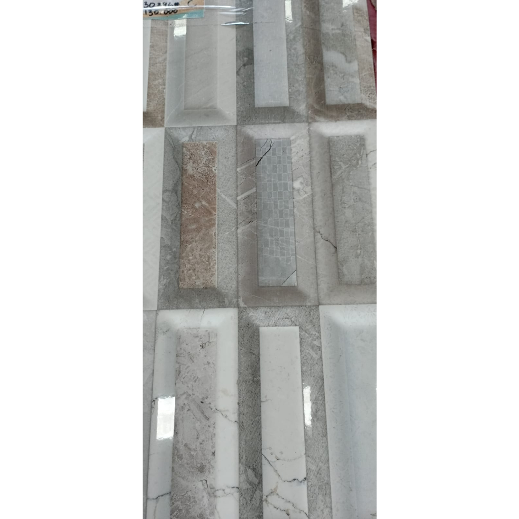 KERAMIK DINDING GLOSSY EMBOSS SUN POWER 30X60 30246 KERAMIK DINDING MOTIF BATA TIMBUL KERAMIK DINDIN