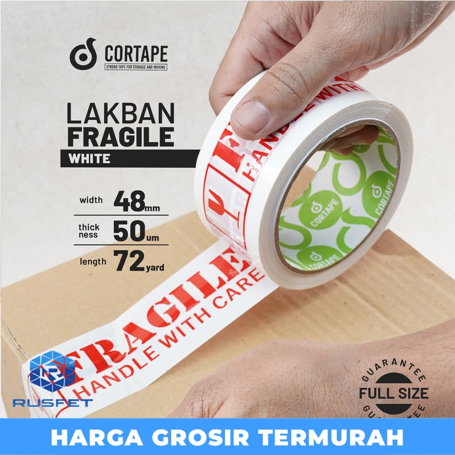 

lakban Fragile White 48mmx72yard Satuan Murah Plakban Isolasi Solatip