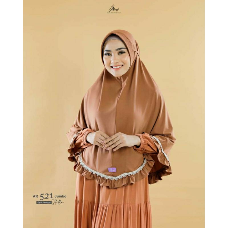 Terbaru Hijab jilbab kerudung bergo dewasa  jumbo rempel tali ArRafi AR 521 Jumbo cantik Rabbani alf