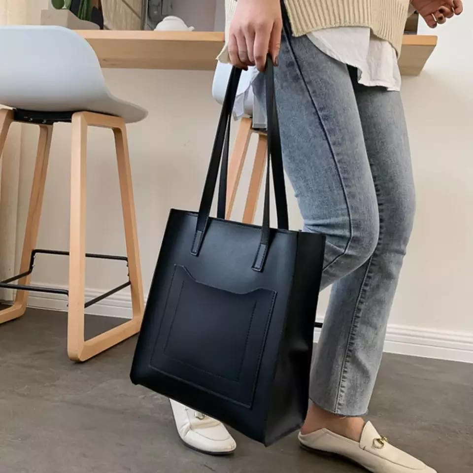 PROMO SALE 10.10 - TOTEBAG SAKU DEPAN KULIT SAKUKURAN 25×10×29 CM CM BERBAHAN KULIT SINTETIS | TOTEBAG BESAR UNTUK WANITA KERJA/KULIAH | TOTEBAG DUA WARNA | TOTEBAG IMPORT | TOTEBAG PRIA/WANITA | TOTEBAG KULIT TEBAL | TOTEBAG COKLAT | TOTEBAG CREAM/HITAM