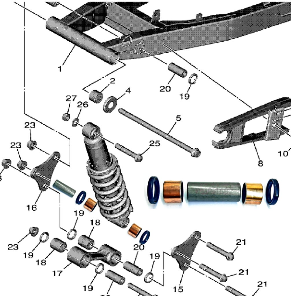 Bushing bosh monoshock WR155 bagian bawah Set Kualitas bawaan Motor 93109-18824