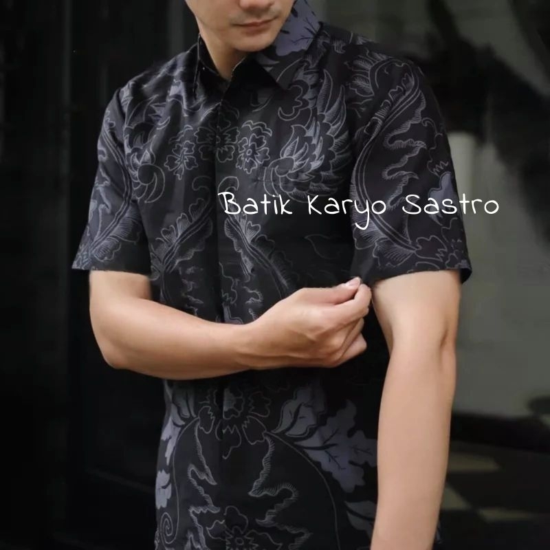 Baju Kemeja Batik Pria Lengan Pendek Premium Slimfit Katun Full Furing