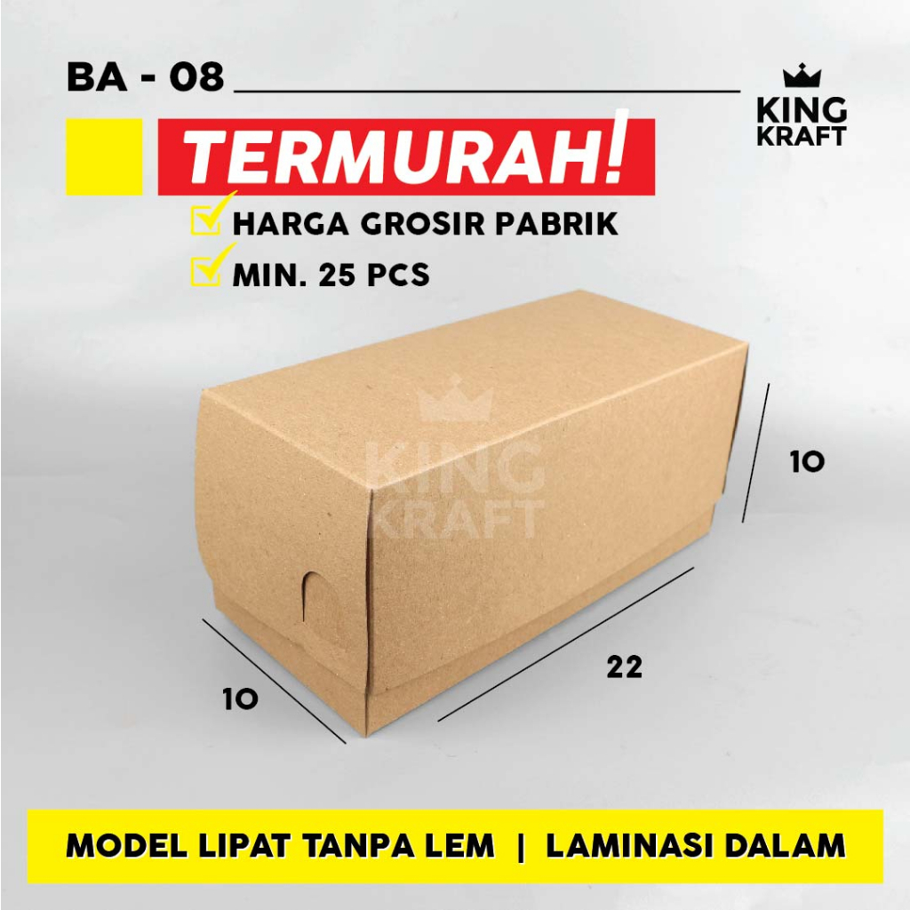 Box Roti Bakar Bomboloni Kotak Bolu Dus Donut Kraft 22x10x10 Laminasi