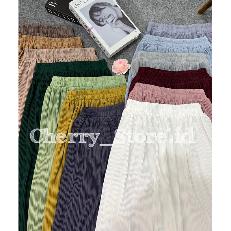 Cherry_ D020 rok plisket lidi premium wanita / rok span wanita / rok plisket span