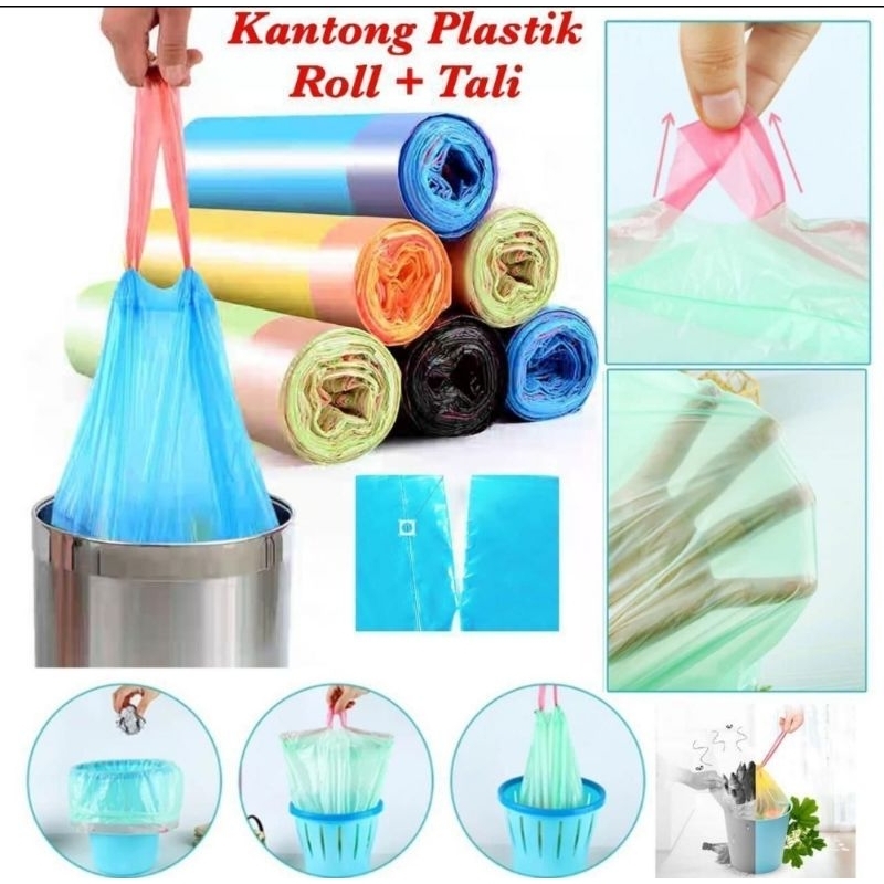 KANTONG PLASTIK ROL  + TALI / KANTONG SAMPAH / PLASTIK SAMPAH