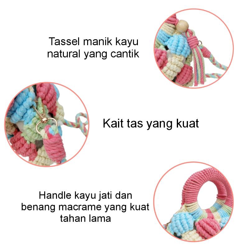 Macrame Bubble Bag, Macrame Shell Bag (Puluhan Variasi Warna)