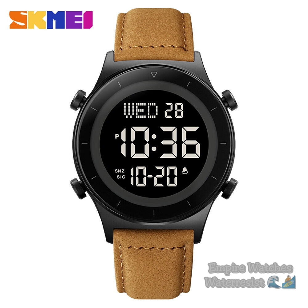 Jam Tangan Skmei 2079 Pria Cowok Digital Strap Leather Original Waterproof