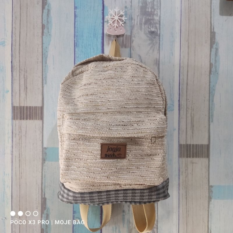 tas ransel wanita bahan tenun mix goni motif premium by moje jogja