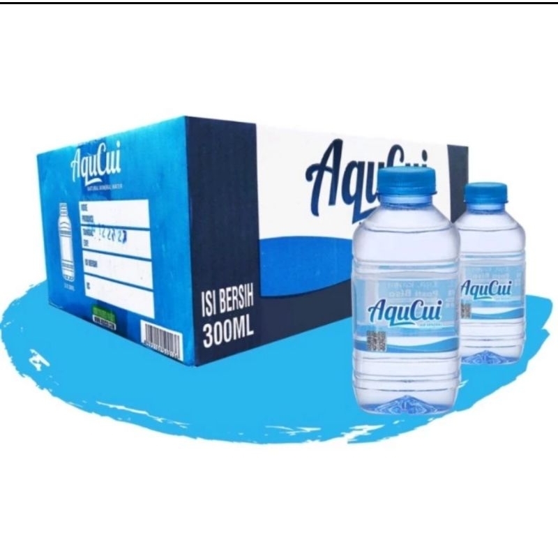 AQUCUI air mineral kemasan botol kotak 300 ml isi 24 pcs per dus