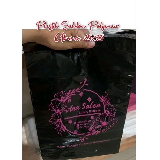 Plastik sablon Polymair ukuran 25x35 warna hitam /plastik sablon custom/plastik sablon custom murah