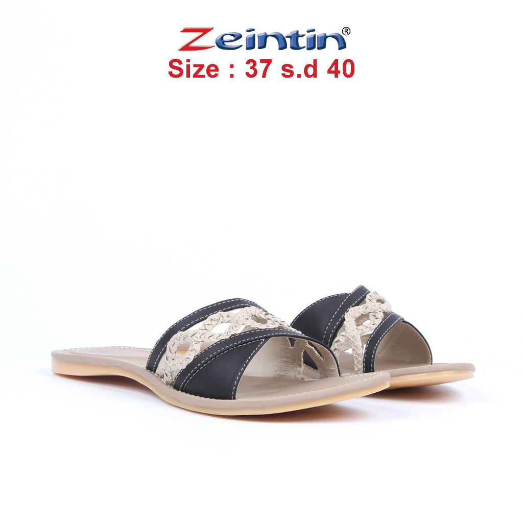 Zeintin - Sandal Wanita Kulit Sintetis Sandal Teplek Wanita Motif Terbaru Sandal Slide Wanita Original Zeintin Sandal Slide Sendal Selop SS