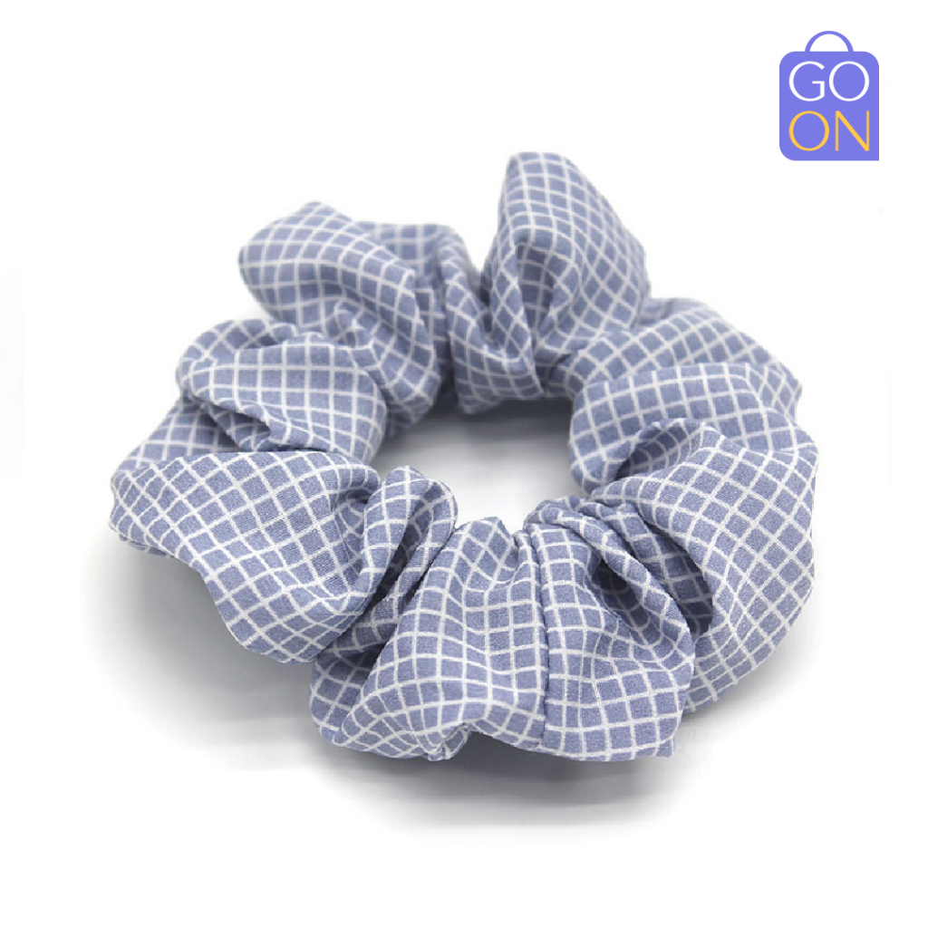 GO ONLINE Scrunchie Pola Kotak - Kunciran Ikat Rambut Korea Cepol Hijab / Jilbab [ Gratis Ongkir / Cod ]