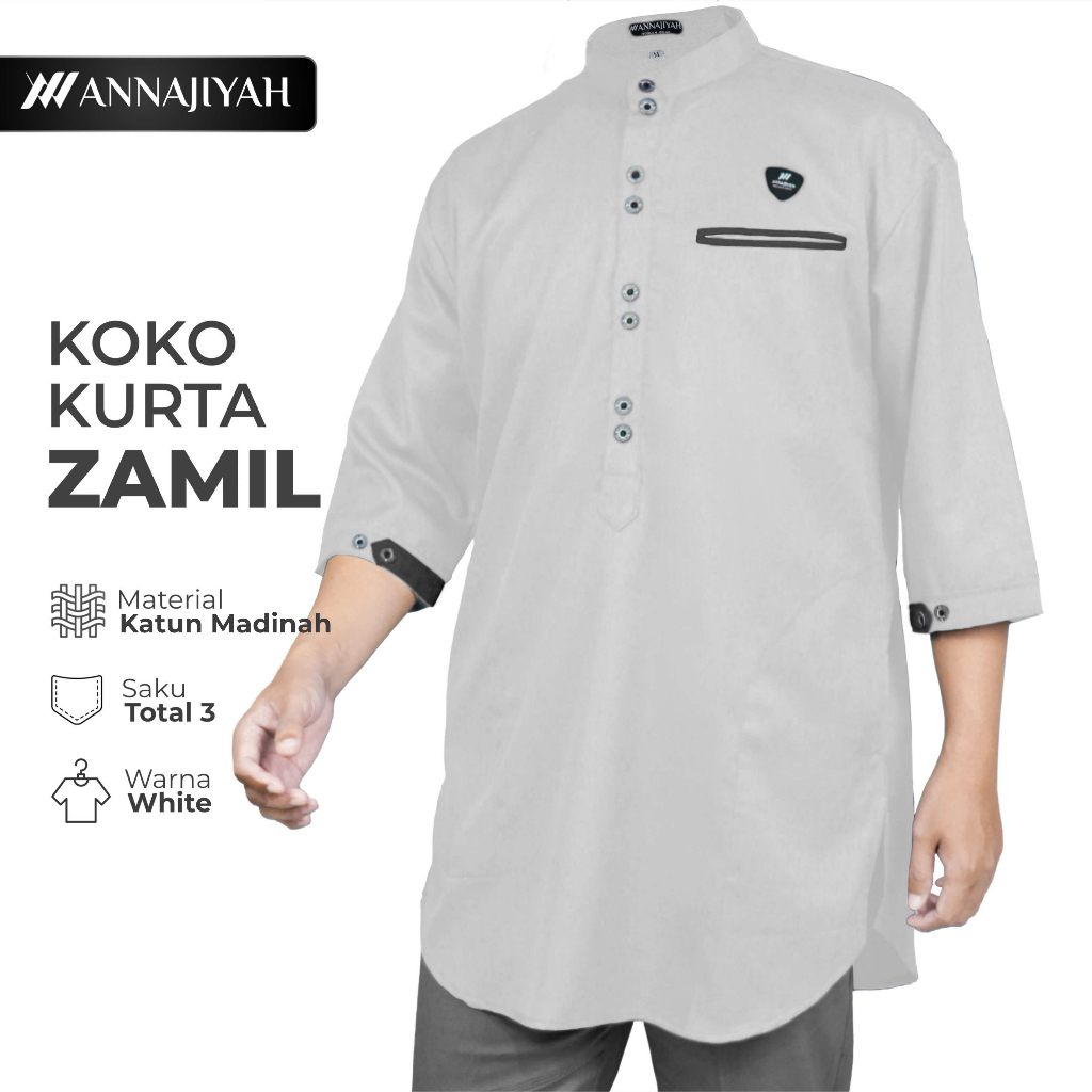 Koko Kurta Zamil Pria Dewasa bahan Katun Oxford Elzaura / Katun Madinah Annajiyah