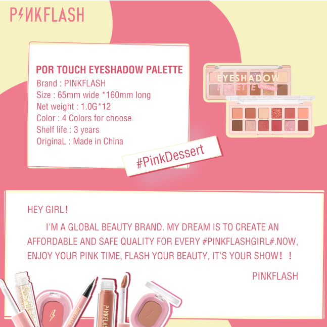 PINKFLASH Eyeshadow Palette Pink Dessert 12 Shades