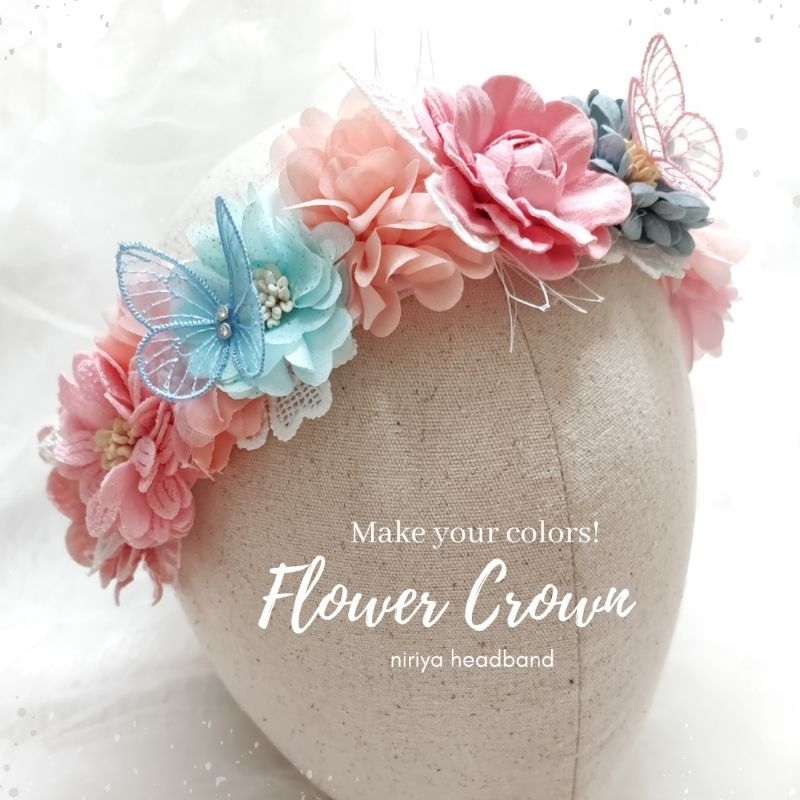 Flower Crown Mahkota Bunga Bandana Bayi | Flowercrown Headband Baby | Bando Party Birthday Pesta Ula