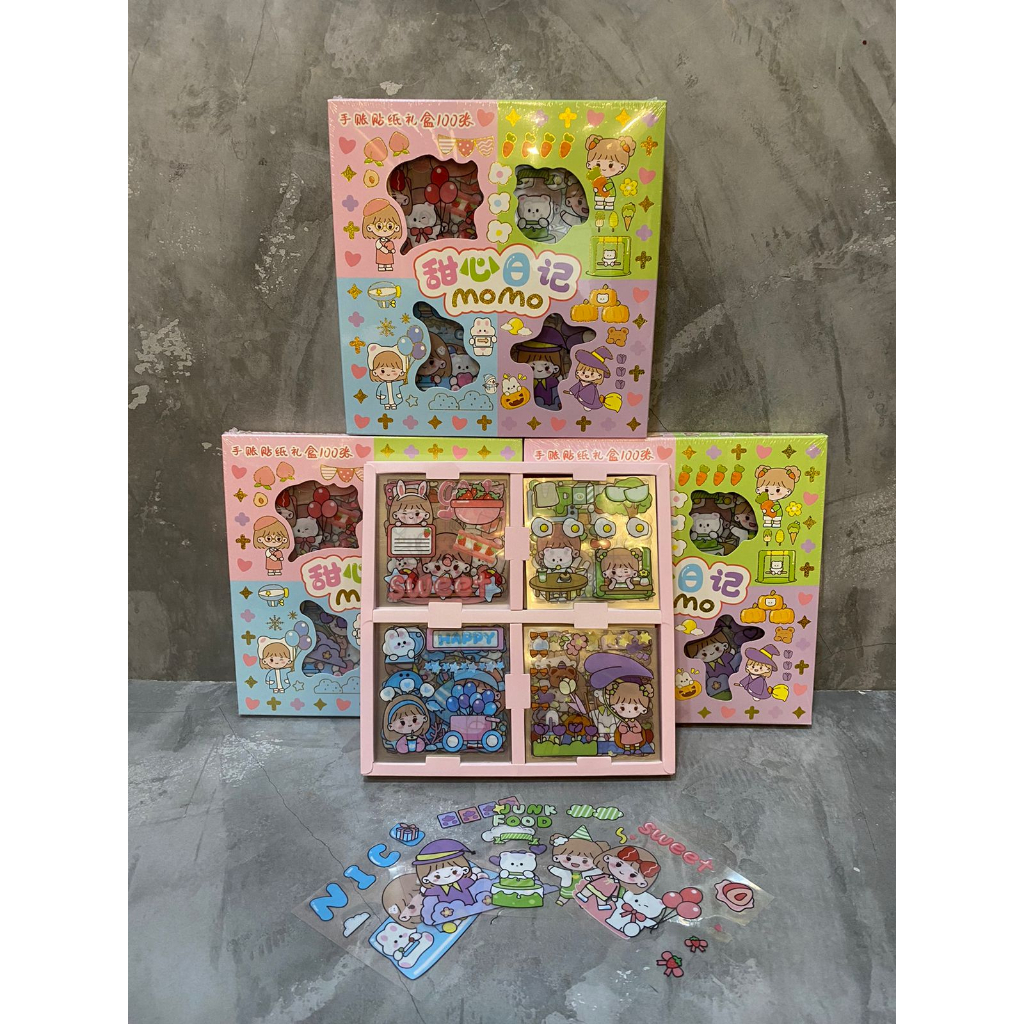 

Sticker MOMO Rainbow 100 Lembar Motif Korea Lucu