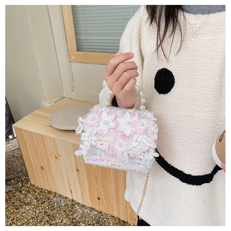 Tas Anak anak Baru Mutiara Tas Kelinci Mini Bunga Lucu Tas Gaya Korea Satu Bahu Messenger Tas Tangan