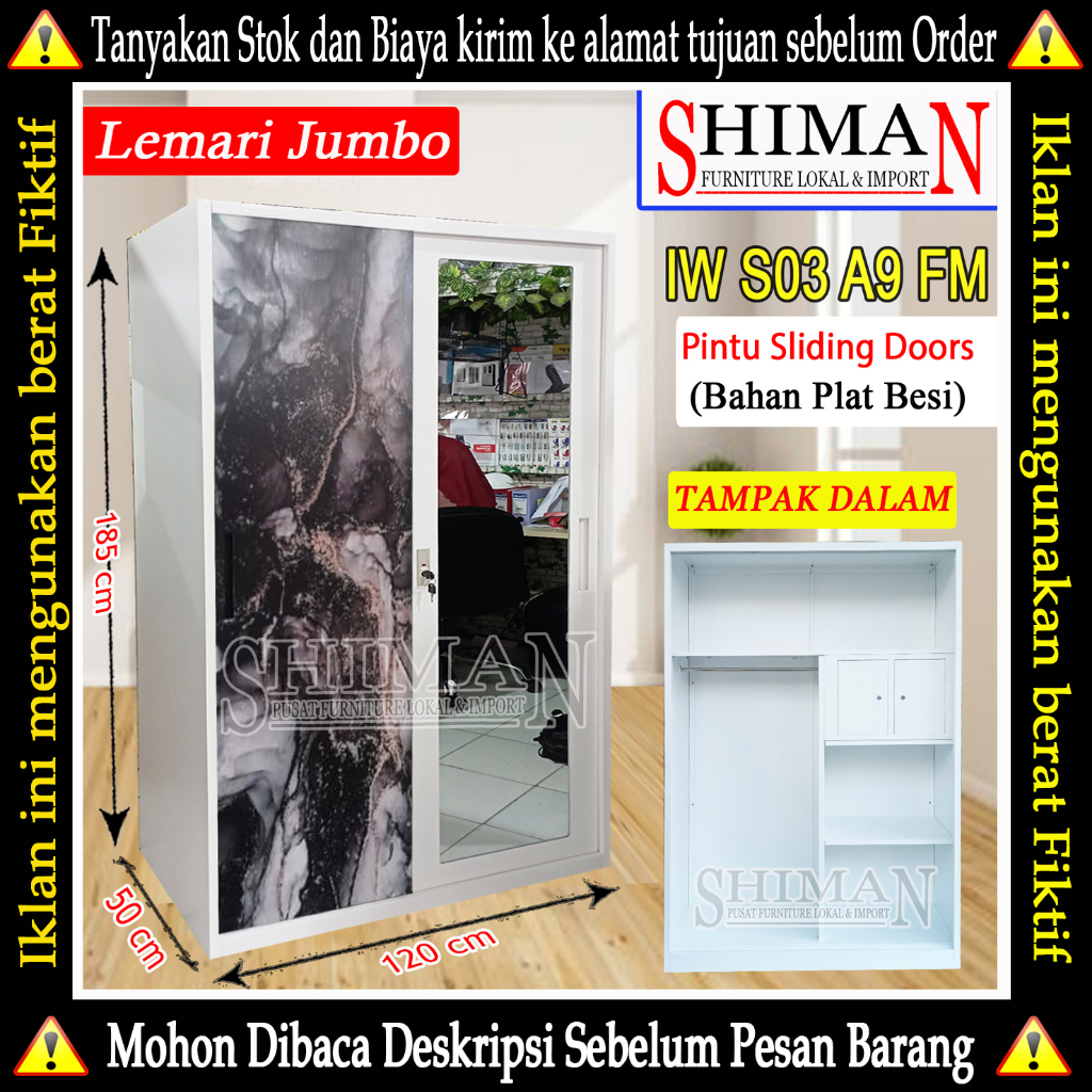 Lemari Pakaian Besi Sliding Door IW S03 A9 FM OKELO