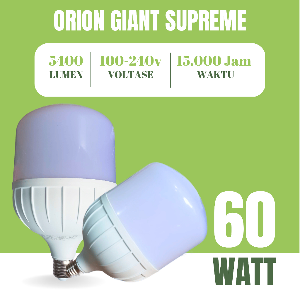 LAMPU ORION 60 WATT BOHLAM LED TABUNG JUMBO E27 COOL WHITE