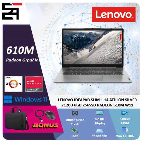 Lenovo Ideapad Slim 1 14 Athlon Silver 7120U 8GB 256SSD RADEON 610M W11+OHS 14 inchi